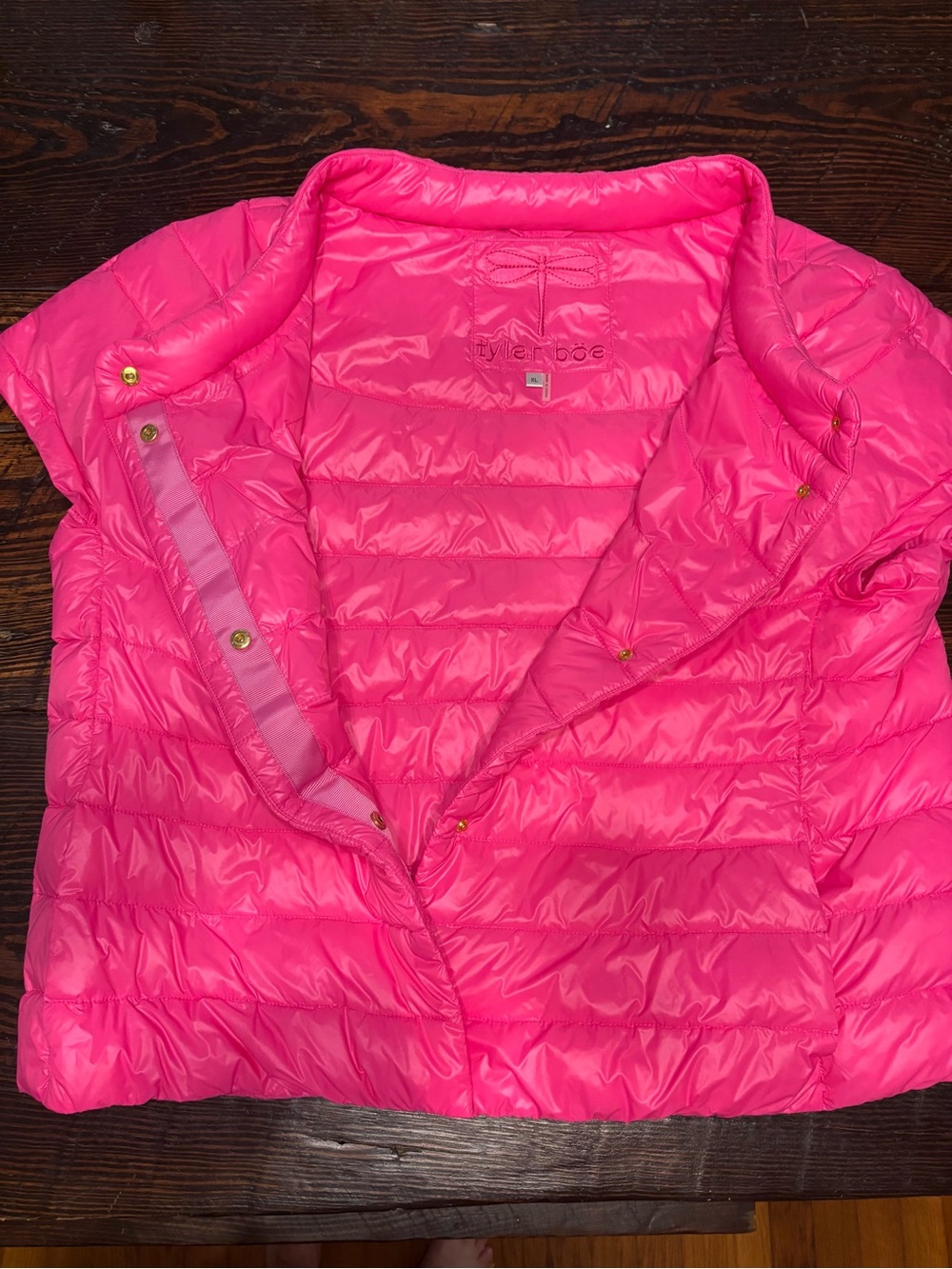 Tyler Boe Hot Pink cap sleeve Lightweight Packable Puffer Vest